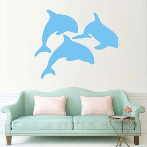 Ocean Sea Dolphin Wall Stickers Interior Design Animal Kids Nursery Wall Decals PVC Adhesive Stickers Muraux Bedding DecorSYY190