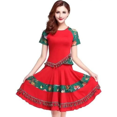 New Fashion Latin Square Dance Costumes Dress For Women/female Ballroom Tango Cha Cha Rumba Dancing Tops Skirt Set Plus Size 6xl