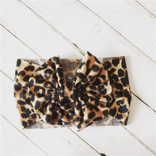 Leopard Messy Bow Headband, Animal print Big Bow Headwrap, baby birthday gift