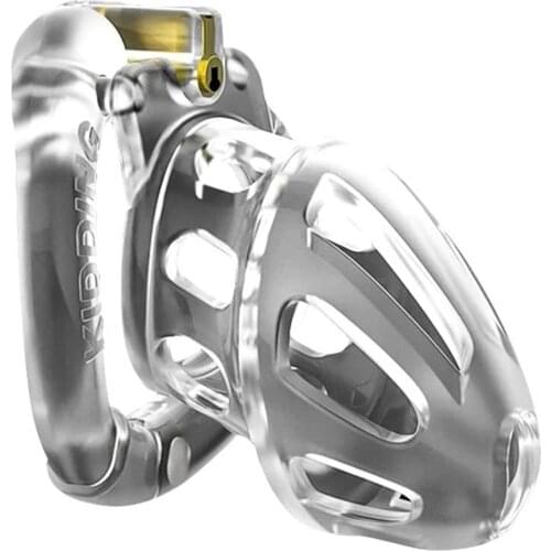 Transparent Openable Ring Design Male Chastity Device with 4 Penis Ring Breathable Cock Cage Plastic Chastity Belt Adult Sex Toy
