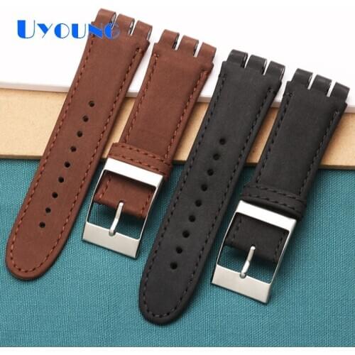 Fashion genuine leather watchband fit SWT YOS447 440 449 401G 23mm waterproof men watch with replace Bamboo pattern watch strap