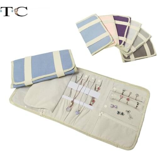 Foldable Jewelry Case for Journey Travel Organizer Roll Rings Necklaces Earrings Storage Bag Accessories Pouch