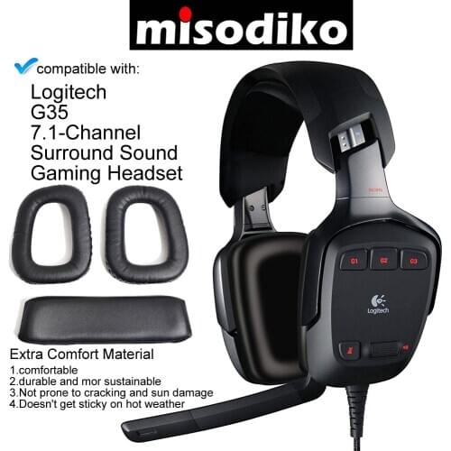 Misodiko Replacement Ear Cushions and Headband Pads for Logitech G35 Gaming Headset, Headphones Repair Parts Earpads + Headband