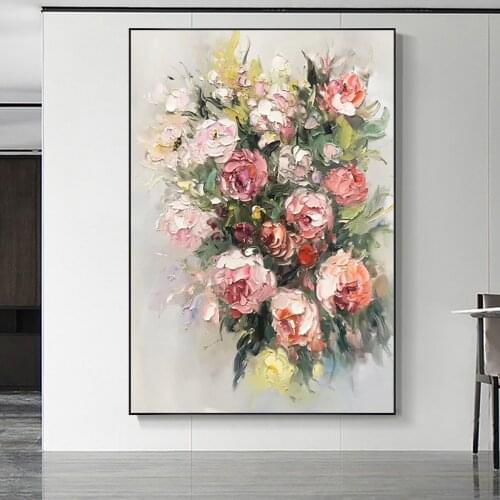 Texture Thick Flower Handmade Oil Painting Modern Large Size Canvas Wall Art Oil Painting Hand Painted Home Decor Picture Quadro