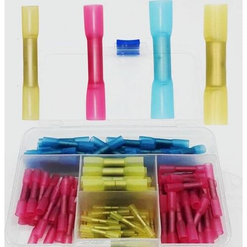 100PCS 4models mixed HEAT SHRINK BUTT CONNECTORS MARINE ELECTRICAL WIRE TERMINALS 26-10 AWG mix for 4 sizes with case