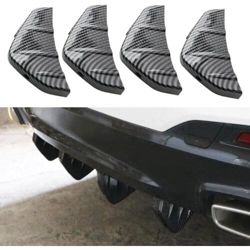 Universal Car Rear Bumper Spoiler Shark Fin Spoiler Carbon Fiber ABS Chassis Protector Cover Wing Lip Splitter