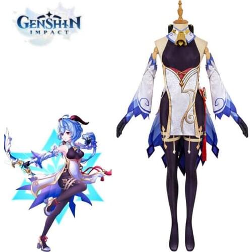 In stock Genshin Impact Cosplay Costume Ganyu Cosplay Women Halloween Costume Game Genshin Impact Sexy Dress Ganyu Horn