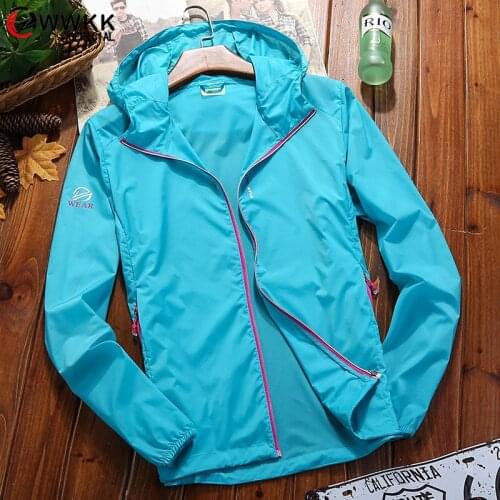 WWKK Hiking Waterproof Jacket Women Camping Sun-Protective Windbreaker Quick Dry Outdoor Sport Rain Coat Fishing Windproof