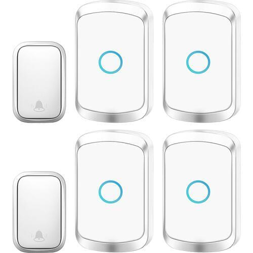 CACAZI Self-powered Waterproof Wireless Doorbell with No Battery EU US UK Plug Cordless Door Bell 2 button 4 Receivers 60 Chimes