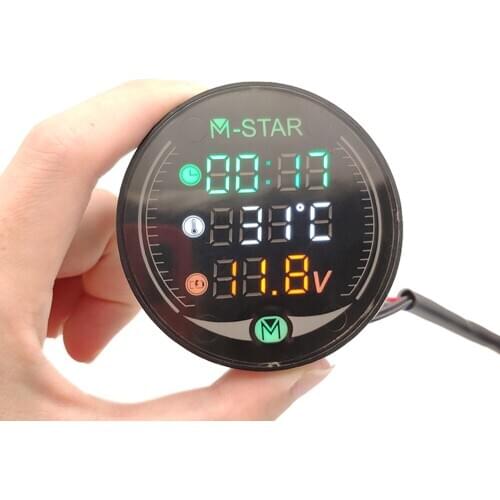 For Honda VTR1000F vfr 750 800 ST 1300 ST1300 Motorcycle Voltmeter Time Temperature LED 3-in-1 LED Digital Voltage Meter