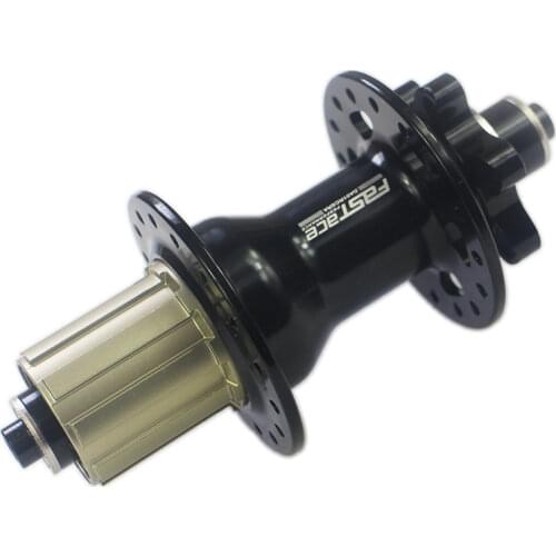 FasTace DA62 MTB disk rear hub, O.L.D. 135mm x 12mm thru M12, black or red, 32 holes, 8s 9s 10s compatible, Mountain Bike parts