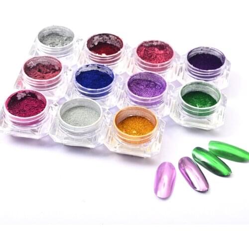 WUF 11 Color 0.5g Nail Mirror Glitter Powder Metallic Color Nail Art UV Gel Polishing Chrome Flakes Pigment Dust Decorations