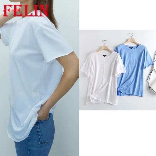 Za 2021 Fashion Summer Casual Oversized Cotton T-shirts Women Chic Solid 100% Cotton Soft Short Sleeve Tees Shirts Stylish Tops