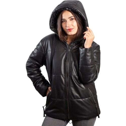 Women Genuine Leather Black Coats Jacket New Zipper Spring Winter New Fashion