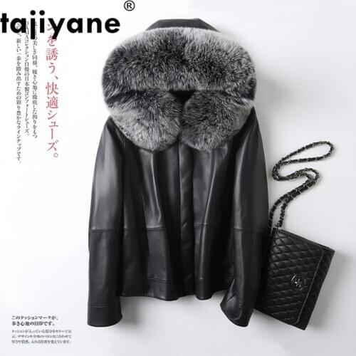 Tajiyane Womens Down Jacket Fox Fur Collar Real Genuine Leather Jacket Winter Warm Coats and Jackets Female Y8625Q81 WPY565