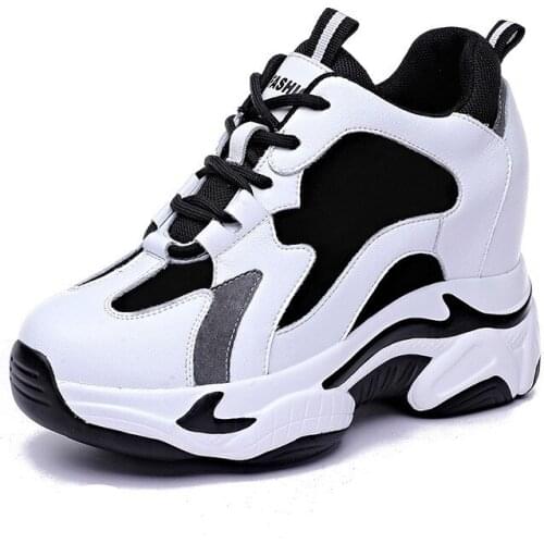 Koznoy 7cm Super Thick Sole Genuine Leather Platform Wedge Shoes Chunky Sneakers Ins Za Women Vulcanized Casual Shoes Spring