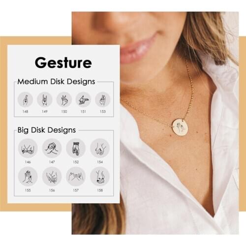 Visunion Fashion Style Necklace Female Personality Gestures Pattern Stainless Steel Necklace for Lover Best Friends Jewelry New