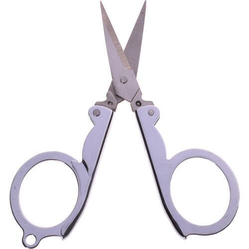 1Pc EDC Home Portable Stainless Steel Folding Scissors Pocket Travel Small Cutter Crafts Sharp Blade Emergency Save Space