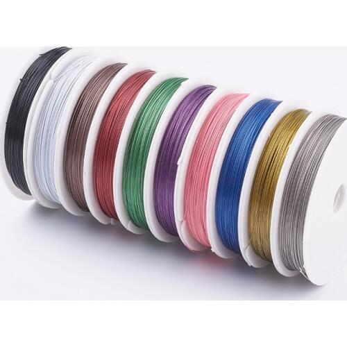 10 Rolls 0.38mm 0.45mm Tiger Tail Wire Spool Stainless Wire Nylon-coated Steel for Jewelry Making DIY Bracelet about 50m/roll