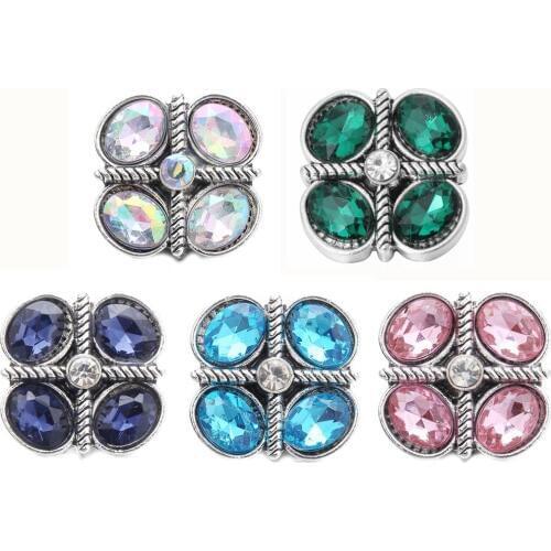 10pcs/lot New Snap Buttons Jewelry Metal 18mm Rhinestone Flower Cross Snap Button Fit Snap Necklace Snap Bracelet Women Jewelry