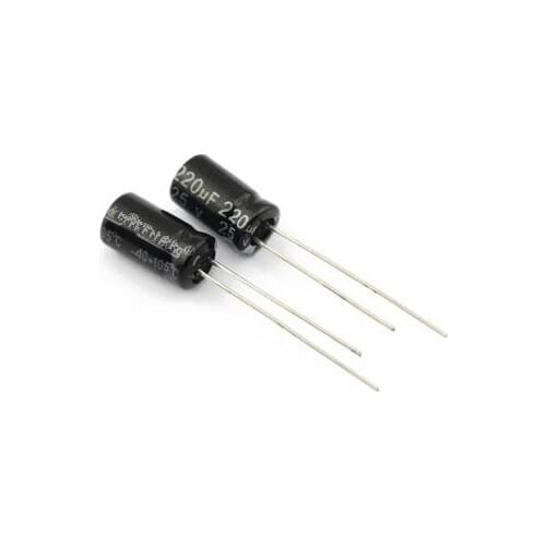 10PCS 220uF 25V 105C 6mm*12mm Radial Electrolytic Capacitors