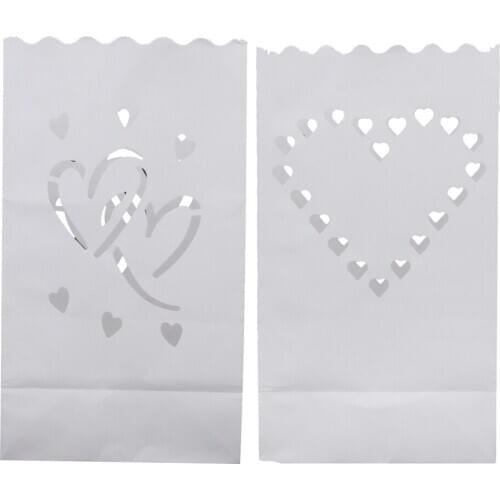 20 Pieces Heart Luminary Candle Lantern Bag Light Paper for Wedding Celebration