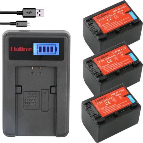 3x 2500mAh NP-FV70 NP FV70 NPFV70 battery + LCD USB Charger for Sony NP-FV50 FV30 HDR-CX230 HDR-CX150E HDR-CX170 CX300 Z1
