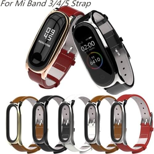 For Xiaomi Mi Band 6 4 3 5 Wristband Bracelet Replaces Mibands Metal Leather Strap for Xiaomi Mi6 Band 4 3 5 Business Wristband