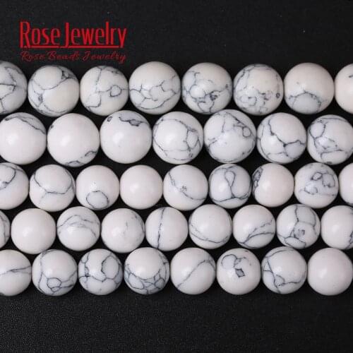 White Turquoises Stone Round Beads For Jewelry Making 4 6 8 10 12 mm Spacer Beads Diy Bracelet Necklace Accessories Wholesale