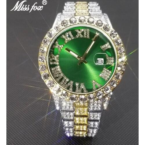 MISSFOX Hip Hop Lover Watches For Men Or Women Big Dial Watch Luxury Diamond Quartz Mens Waterproof Wristwatch Dropshipping 2021