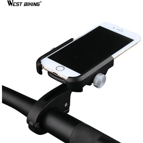 WEST BIKING Aluminium Alloy Bicycle Phone Holder 4.0-6.8" Universal Handlebar Holder Motorcycle Cycling Bracket Mount Bike Racks