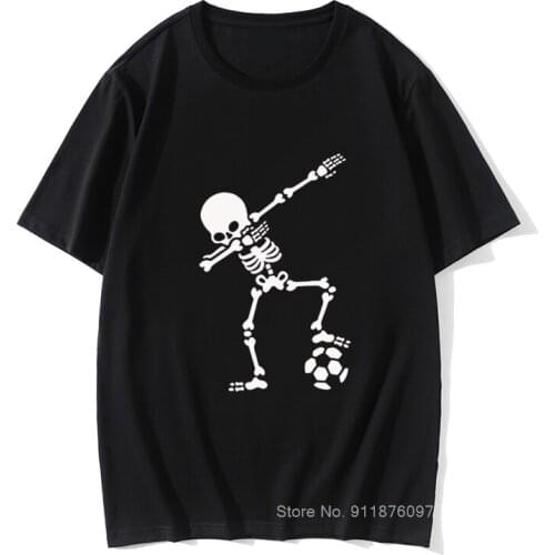 Skull Design Dab Skeleton Football T-shirt Dabbing Skeletor T Shirt Men Bones Tshirt Russia Soccer Ball Heartbeat Tee Shirts