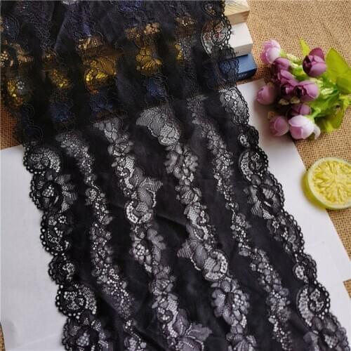 E2259 Width 25cm Red Black Color gorgeous French lace mesh fabric trim for wedding decoration