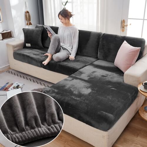 1/2/3/4 Seats Thick Sofa Cushion Cover Elastic Furniture Protector Sofa Seat Cushion Slipcover Solid Color 9 colors