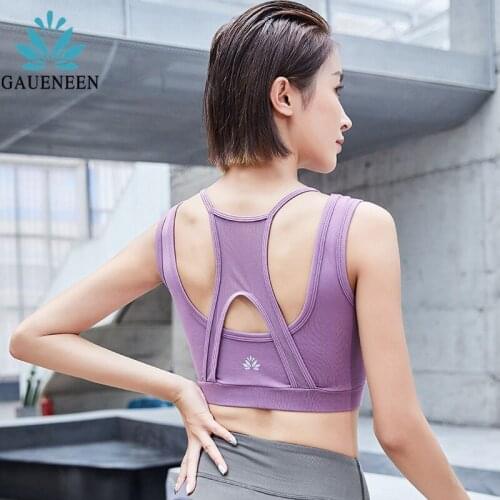 GAUENEEN Women Padded Push Up Sports Bra Sporty Hollow Out Yoga Tank Top Athletic Vest Crop Top Exercise Fitness Tops Sportswear