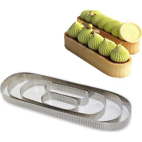 Fruit pie circle Oval shaped stainless steel Straight Edge perforated tart ring quiche ring tart pan pie ring with hole