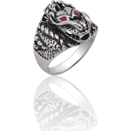 Vintage Chinese Dragon Ring Punk Gothic Rings For Men Hip Hop Unisex Exaggeration Ring Mens Jewelry Xmas Gift For Dady