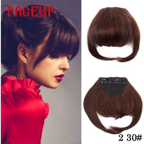 PAGEUP Short Synthetic Bangs Heat Resistant Hairpieces Hair Women Natural Short Fake Hair Bangs Hair Clips For Extensions Black