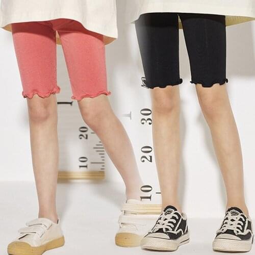 Summer Girls Safety Pants Cotton Children Pants Safety Shorts Girls Leggings Kids Skinny Pants Solid Bow Knee Length Underwear