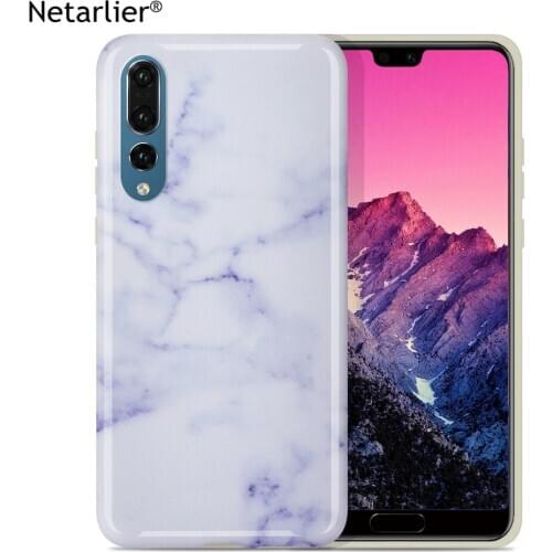 Netarlier hot selling fitted case for huawei p20 p20pro purple white thick IMD marble soft cover glossy full protective funda