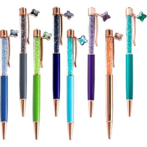 10pcs/lot Crystal Ballpoint Pen Kawaii Fashion Girl star Crystal Pendant Metal Pens Material Novelty School