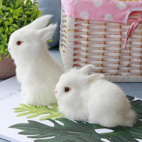 1pc Cute Rabbits Plush Toys Fur Lifelike Animal Easter Bunny Simulation Rabbit Variety of styles Toy Model Birthday Gift