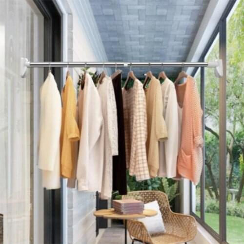 Multifunction Extendable Stainless Steel Rods Shower Curtain Poles Clothes Wardrobe Organizer Rack Telescopic Support Rod
