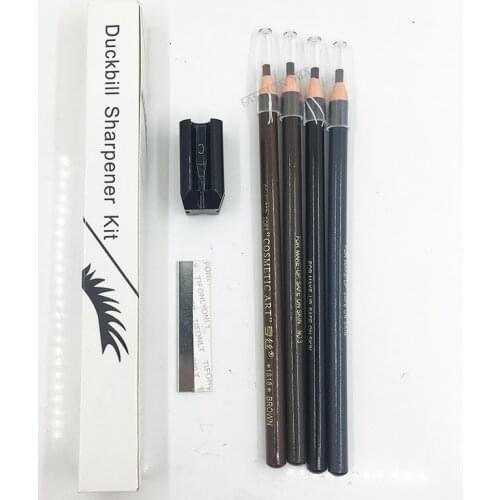 Microblading Eyebrow Pencil Kits 4Pcs Waterproof Eyebrow Pencils 1Pcs Multifunctional Sharpener Tool 1Pcs Eyebrow trimming Blade
