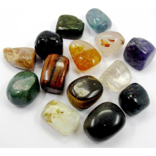 Natural Mixed Stone Tiger eye Crystal Moon Stones Point Tumbled Stones chlorophane massage Chakra Healing Reiki beads 10pcs/lot