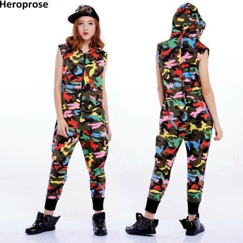 2019 New fashion Hip Hop Dance Costume performance wear European loose leopard harem jazz jumpsuit one piece Pants