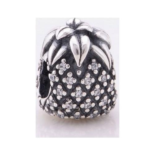 Newest Original 925 Sterling Silver Wholesale Crystal Pineapple Charms Suitable for Pandora Style Charm Bracelets & Necklaces