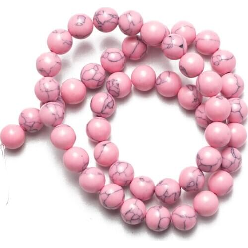 Wholesale Pink Turquoises Stone Beads Natural Stone Round Loose Beads for Jewelry Making 4 6 8 10 12mm Necklace Bracelet DIY