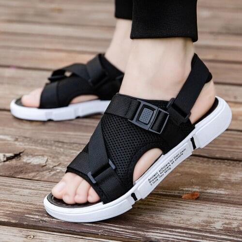Fashion Men Sandals Summer Soft flat bottom Beach Sandals Classic Mesh Breathable Comfortable Casual Men Shoes non-slip Slippers