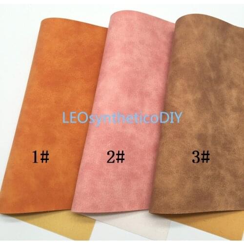 LEOsyntheticoDIY Two Tones Vintage Suede Synthetic Faux Fabric Leather Vinyl Fabric Sheets Vinil For DIY Bows 21X29CM R020